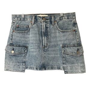 Denim Forum Aritzia 90s Cargo Mini Skirt Mid Rise Blue Size 28 Vintage Utility